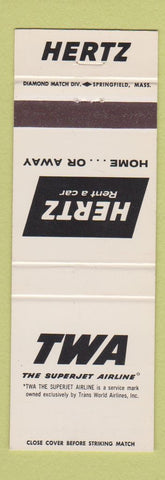 Matchbook Cover - Hertz Car Rentals TWA Airlines