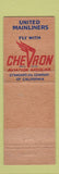 Matchbook Cover - United Airlines Chevron oil gas WEAR