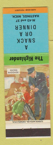 Matchbook Cover - Highlander Restaurant Hastins MI