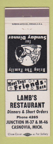 Matchbook Cover - Lamb's Restaurant Casnovia MI