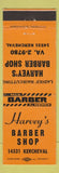 Matchbook Cover - Harvey's Barber Shop Detroit MI ORANGE