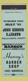 Matchbook Cover - Harvey's Barber Shop Detroit MI BLUE