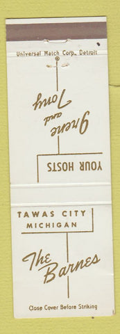 Matchbook Cover - The Barnes Tawas City MI