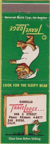 Matchbook Cover - Travel Lodge Motel Cabrillo San Diego CA