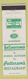 Matchbook Cover - Patterson's Restaurant Sturgis MI