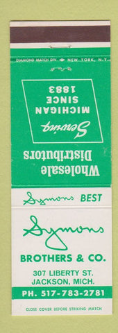 Matchbook Cover - Symons Brothers Distributors Jackson MI