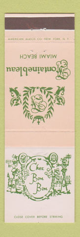 Matchbook Cover - Fontainebleau Hotel Miami Beach FL Chez Bon Bon