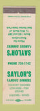 Matchbook Cover - Saylor's Restaurant East Harbor State Park OH