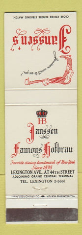 Matchbook Cover - Janssen's Hofbrau Restaurant New York City