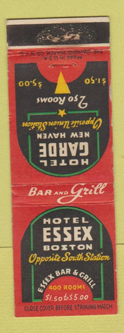 Matchbook Cover - Hotel Essex Boston MA Garde New Haven CT WEAR