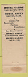Matchbook Cover - Hotel Essex Boston MA Garde New Haven CT WEAR