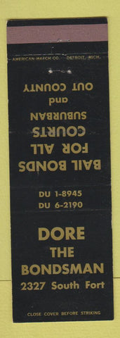 Matchbook Cover - Dore the Bondsman Bail Bonds Detroit MI