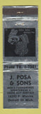Matchbook Cover - J Posa & Sons Men's Clothes Detroit MI WEAR