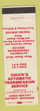 Matchbook Cover - Chuck's Automatic Transmission Service Detroit MI