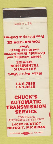 Matchbook Cover - Chuck's Automatic Transmission Service Detroit MI