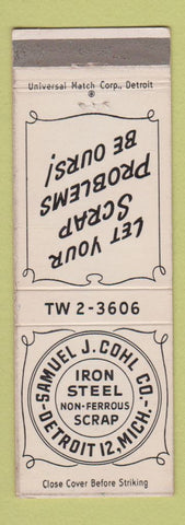 Matchbook Cover - Samuel J Cohl Iron Steel Scrap Detroit MI