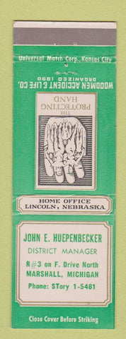 Matchbook Cover - John Huepenbecker Insurance Marshall MI