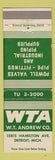Matchbook Cover - WTA WT Andrews Powell Valves Pipe Fittings Detroit MI
