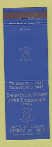 Matchbook Cover - Union Steel Stamp & Die Engravers Detroit MI