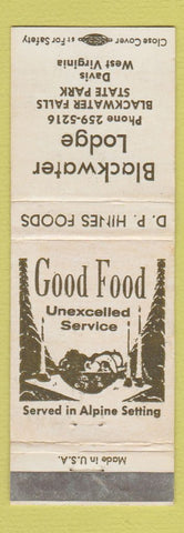 Matchbook Cover - Blackwater Lodge Blackwater Falls State Park WV