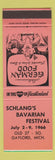 Matchbook Cover - Schlang's Bavarian Festival 1966 Gaylord MI PINK