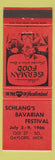 Matchbook Cover - Schlang's Bavarian Festival 1966 Gaylord MI RED