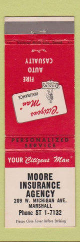 Matchbook Cover - Moore Insurance Agency Marshall MI