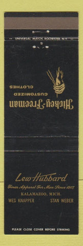 Matchbook Cover - Lew Hubbard Hickey Freeman Men's Clothes Kalamazoo MI
