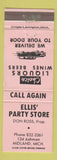 Matchbook Cover - Ellis' Party Store Liquor Midland MI PINK