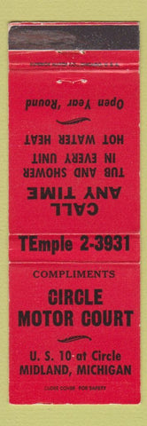 Matchbook Cover - Circle Motor Court Motel Midland MI RED