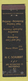 Matchbook Cover - HC Schubert Tool Case Hardening Providence RI WEAR
