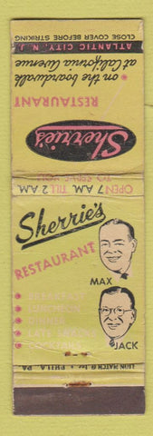 Matchbook Cover - Sherrie's Restaurant Atlantic City NJ WORN