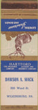 Matchbook Cover - Hartford Insurance Dawson Mack Wilkinsburg PA