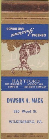 Matchbook Cover - Hartford Insurance Dawson Mack Wilkinsburg PA