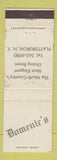 Matchbook Cover - Domenic's Restaurant Plattsburgh NY WEAR
