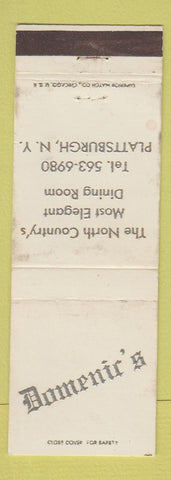 Matchbook Cover - Domenic's Restaurant Plattsburgh NY WEAR