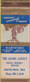 Matchbook Cover - Hartford Insurance Adams Agency Sault Ste Marie MI