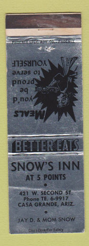 Matchbook Cover - Snow's Inn Casa Grande AZ WEAR