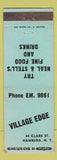 Matchbook Cover - Village Edge Hamburg NY restaurant