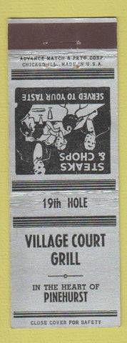 Matchbook Cover - Village Court Grill Pinehurst NC? ADVANCE