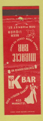 Matchbook Cover - K Bar Miracle Bar Harrisburg PA