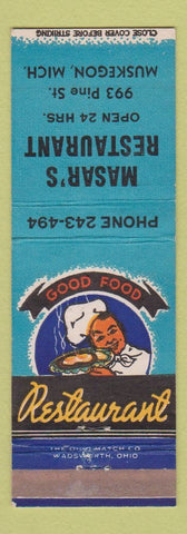 Matchbook Cover - Masar's Restaurant Muskegon MI