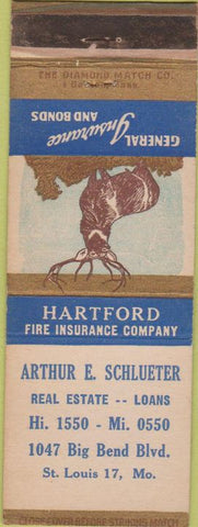 Matchbook Cover - Hartford Insurance Schlueter St Louis MO