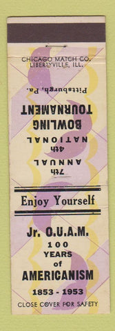 Matchbook Cover - Bowling Tournament Pittsburgh PA 1953 OUAM