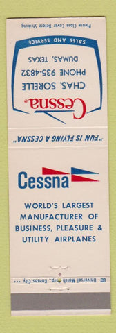 Matchbook Cover - Cessna Airplanes Chas Sorelle Dumas TX