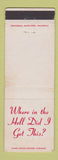 Matchbook Cover - Rontel Airport Tucson AZ