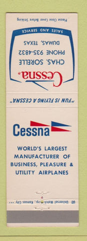 Matchbook Cover - Cessna Airplanes Chas Sorelle Dumas TX
