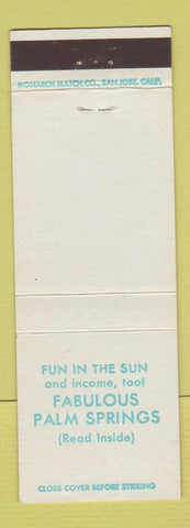 Matchbook Cover - Palm Springs CA Panorama Tourism