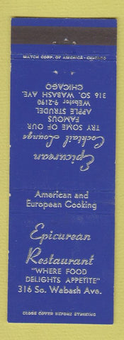 Matchbook Cover - Epicurean Restaurant Chicago IL