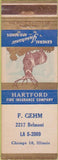 Matchbook Cover - Hartford Insurance Gehm Chicago IL